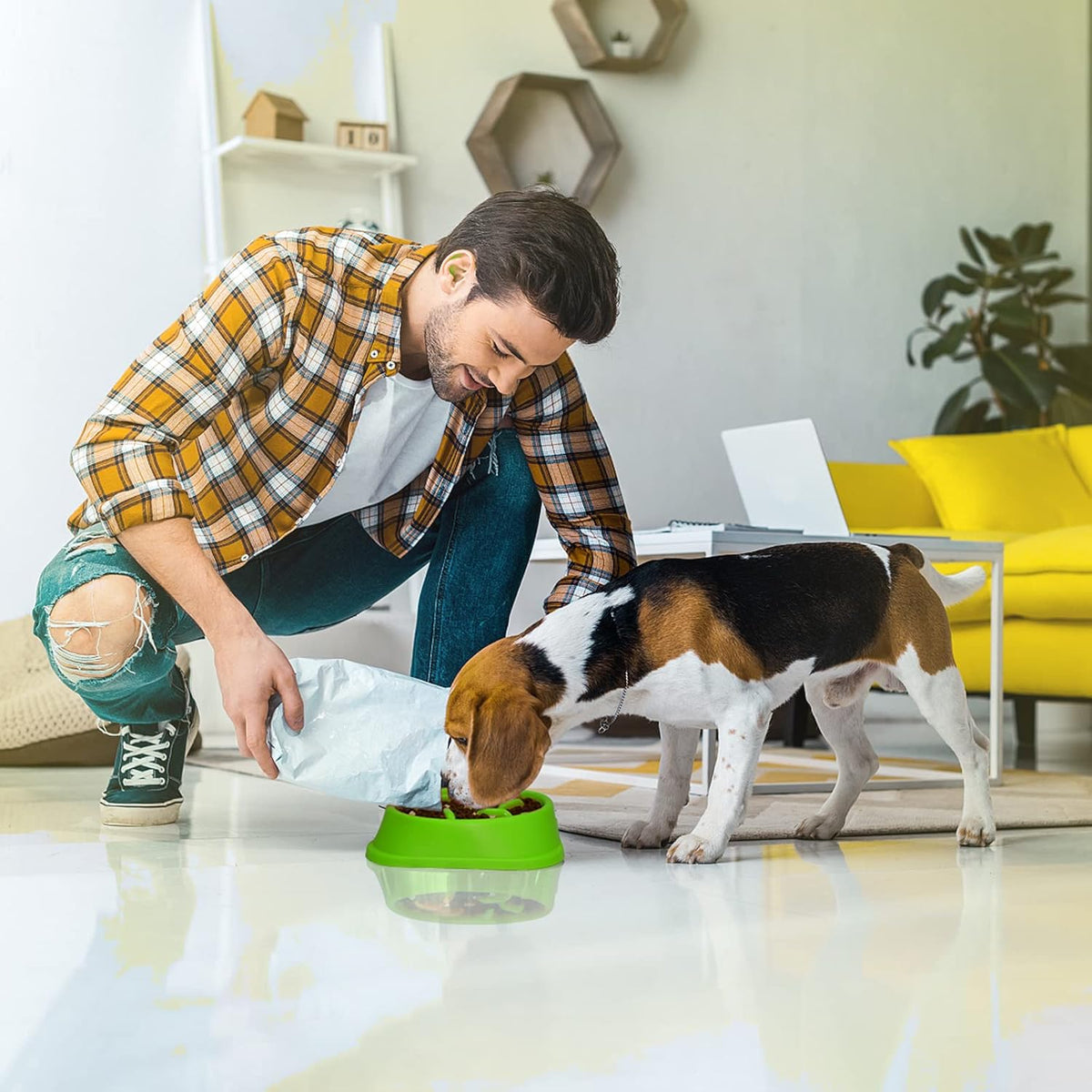 Dog Slow Feeder, Dogs Fun Slower Eating Bowl, Non-Slip Puzzle Bowls, Pet Preventing Choking Food Feeder, Anti-Gulping Healthy Stop Dog Bowl for Faster Eaters