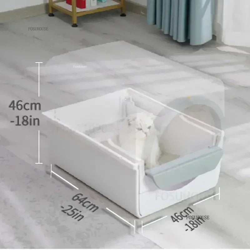 Fully Enclosed Feces Shovel Litter Box Cat Bedpans Semi-automatic Intelligent Cat Litter Box Deodorant Easy To Clean Cat Toilet