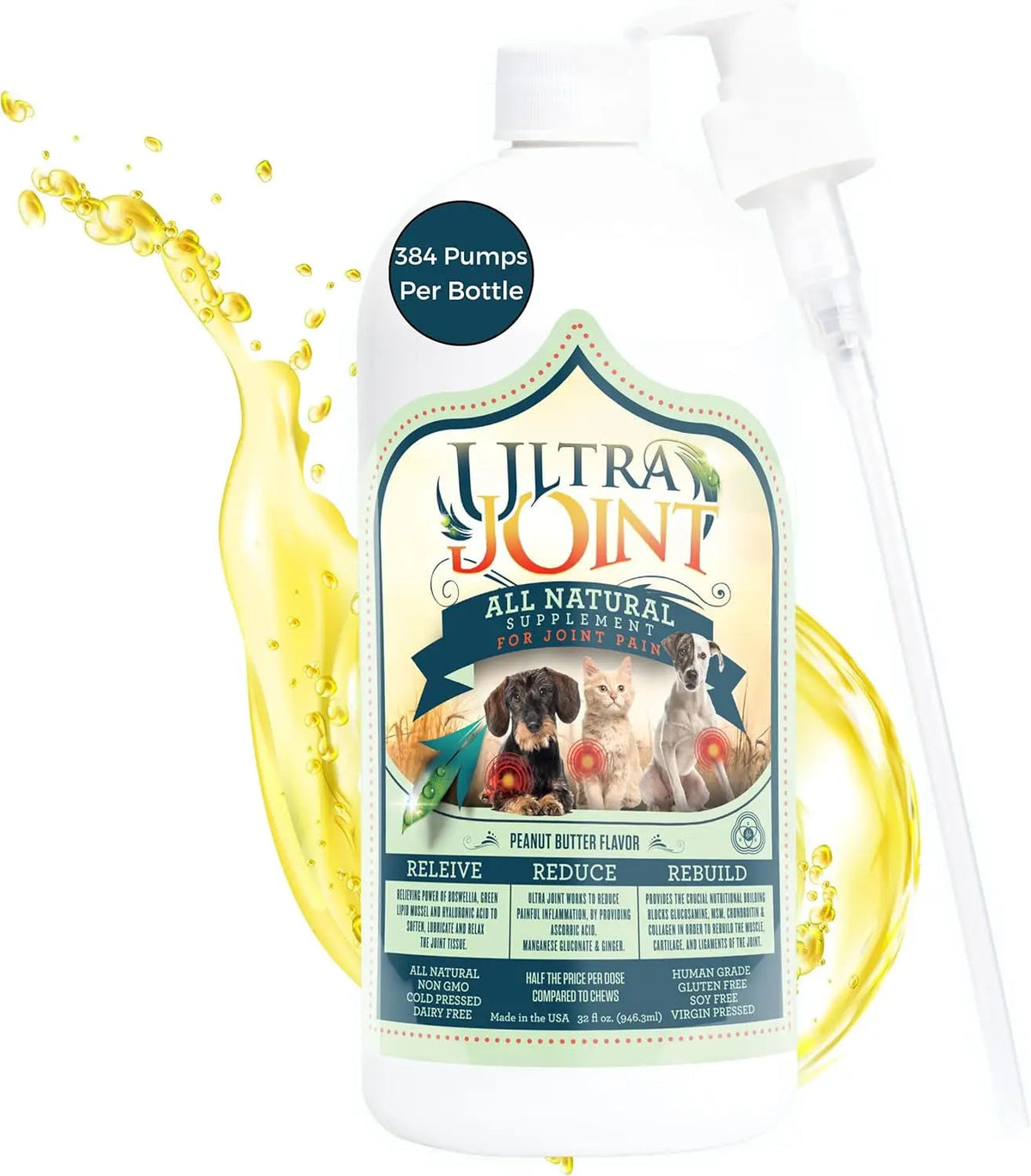 Ultra Joint Liquid Dog Supplement Glucosamine Chondroitin 8oz & 16oz