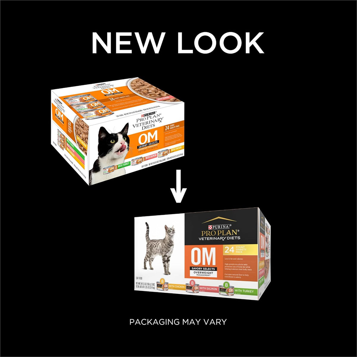 Purina Pro Plan Vet OM Wet Cat Food Variety Pack - 24 Cans (5.5 Oz Each) for Optimal Health