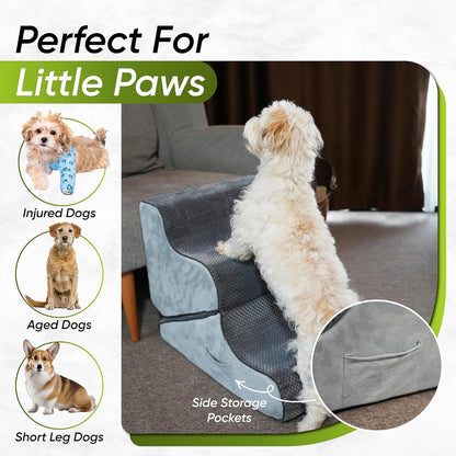 Dog Ramp for Bed Foldable 2 in 1 Stairs Foam Non Slip Pet Steps