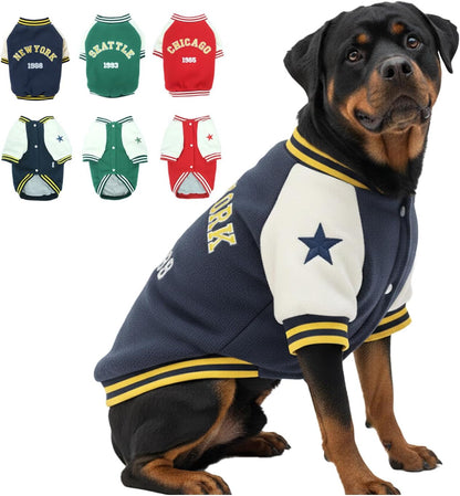 Warm Dog Varsity Jacket Heavyweight Fleece Pet Coat Small-4XL