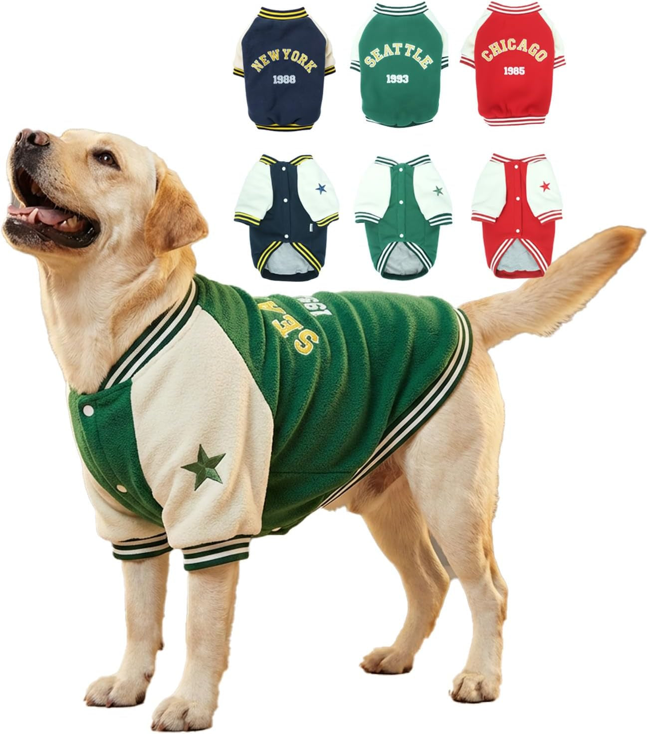 Warm Dog Varsity Jacket Heavyweight Fleece Pet Coat Small-4XL