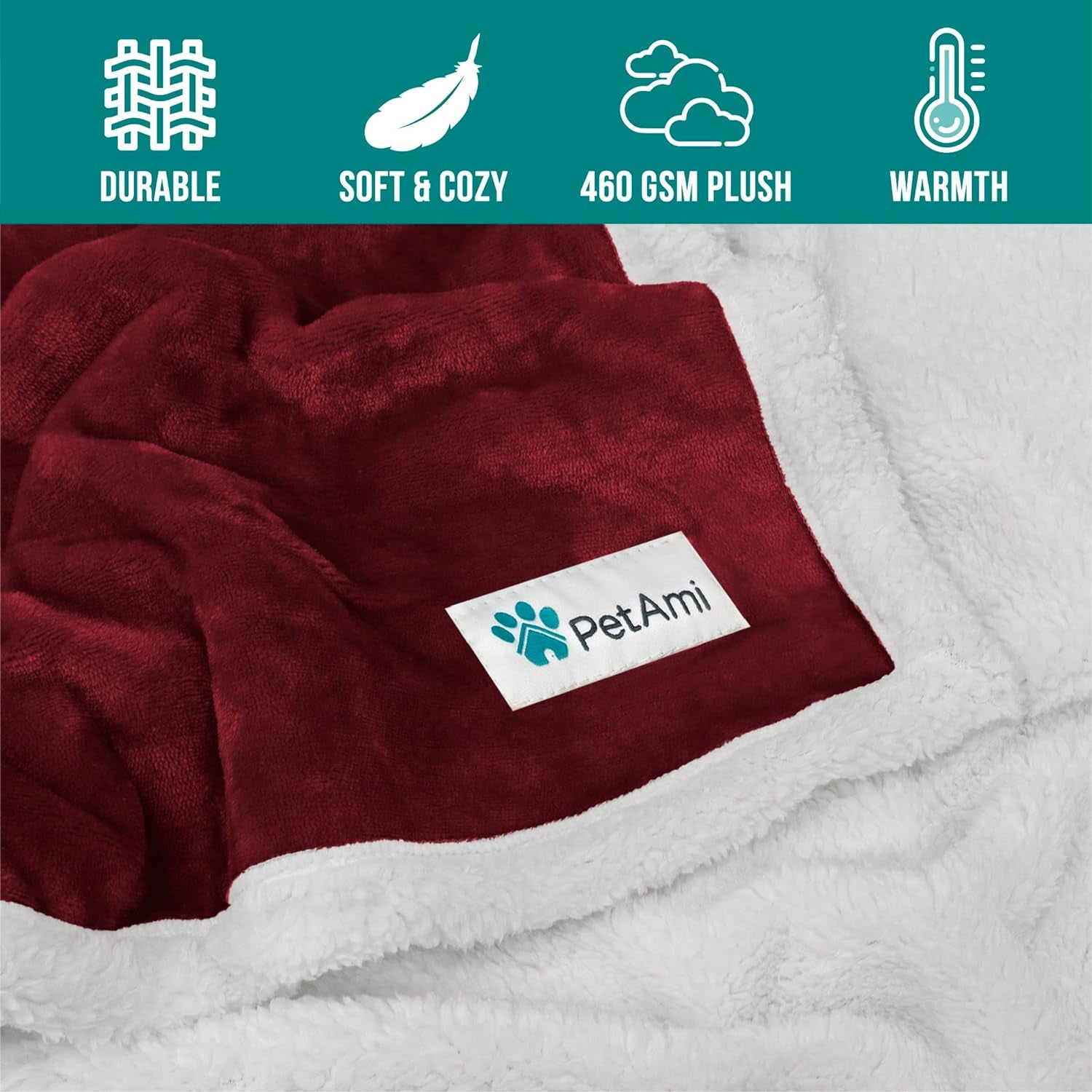 Dog Blanket Small Medium Pet Cat Puppy Kitten, 40X29 Mini, Dark Red | 460 GSM, Soft Sherpa Fleece Throw, Reversible Plush Couch Cover Protector Crate Carrier Sofa Bed Car Seat, Machine Washable