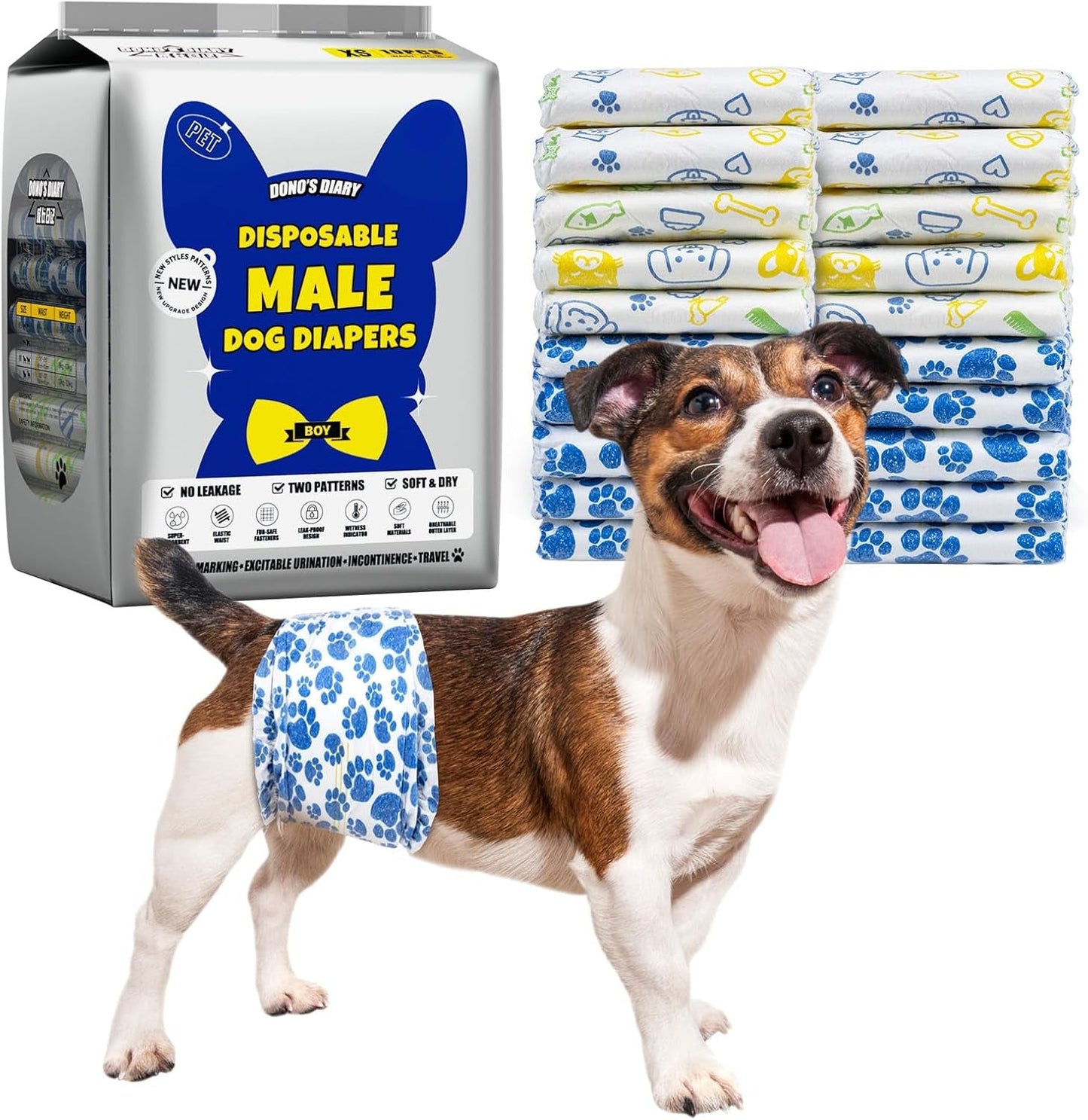 Male Dog Diapers Disposable Belly Bands | Leakproof Wraps 60 Count