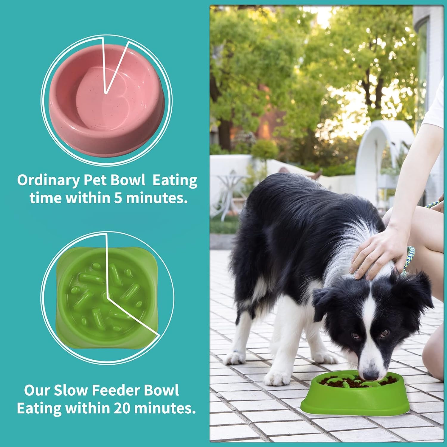 Dog Slow Feeder, Dogs Fun Slower Eating Bowl, Non-Slip Puzzle Bowls, Pet Preventing Choking Food Feeder, Anti-Gulping Healthy Stop Dog Bowl for Faster Eaters