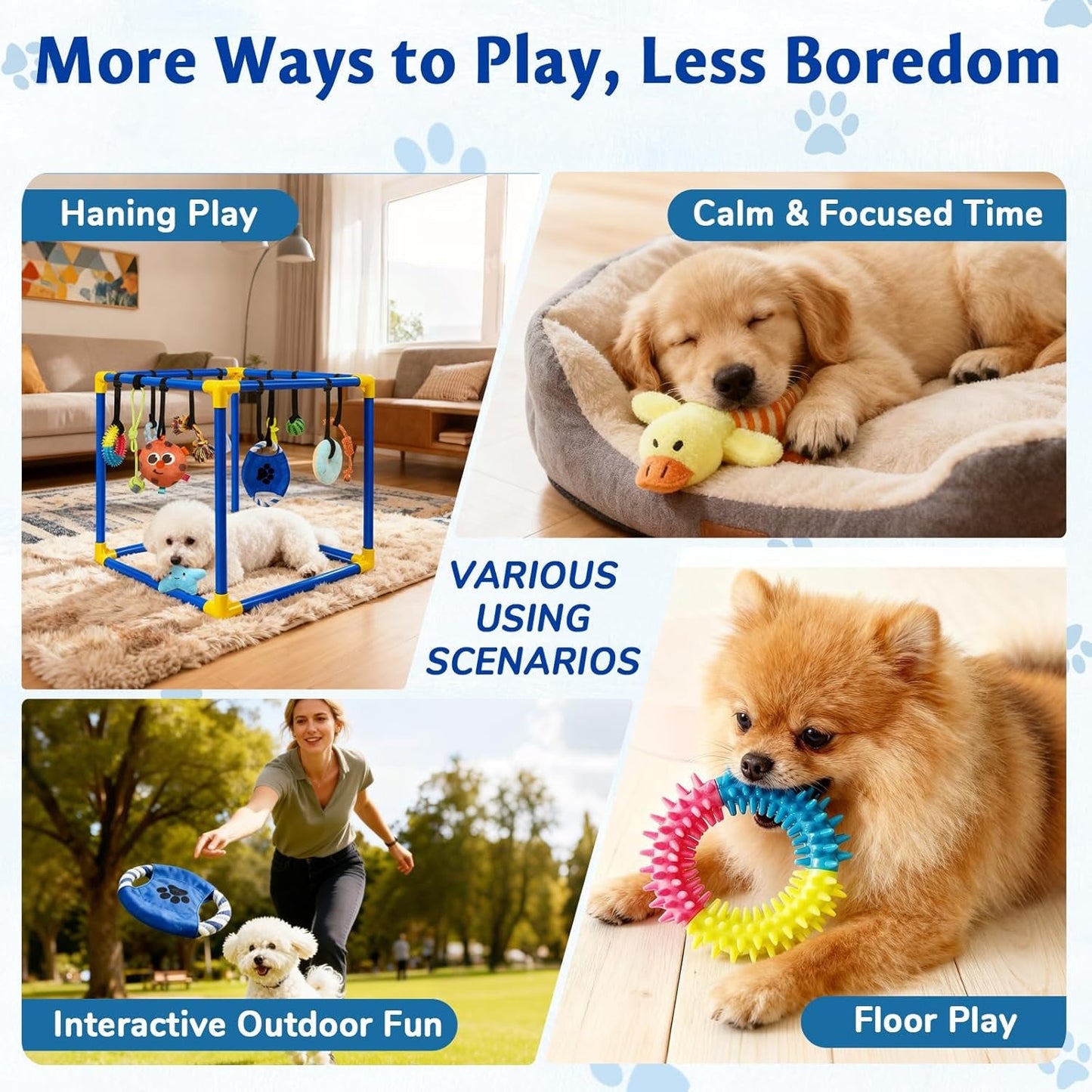 Interactive Puppy Play Gym with 16 Toys Dog Enrichment Activity Center