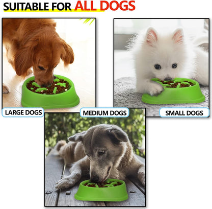 Dog Slow Feeder, Dogs Fun Slower Eating Bowl, Non-Slip Puzzle Bowls, Pet Preventing Choking Food Feeder, Anti-Gulping Healthy Stop Dog Bowl for Faster Eaters