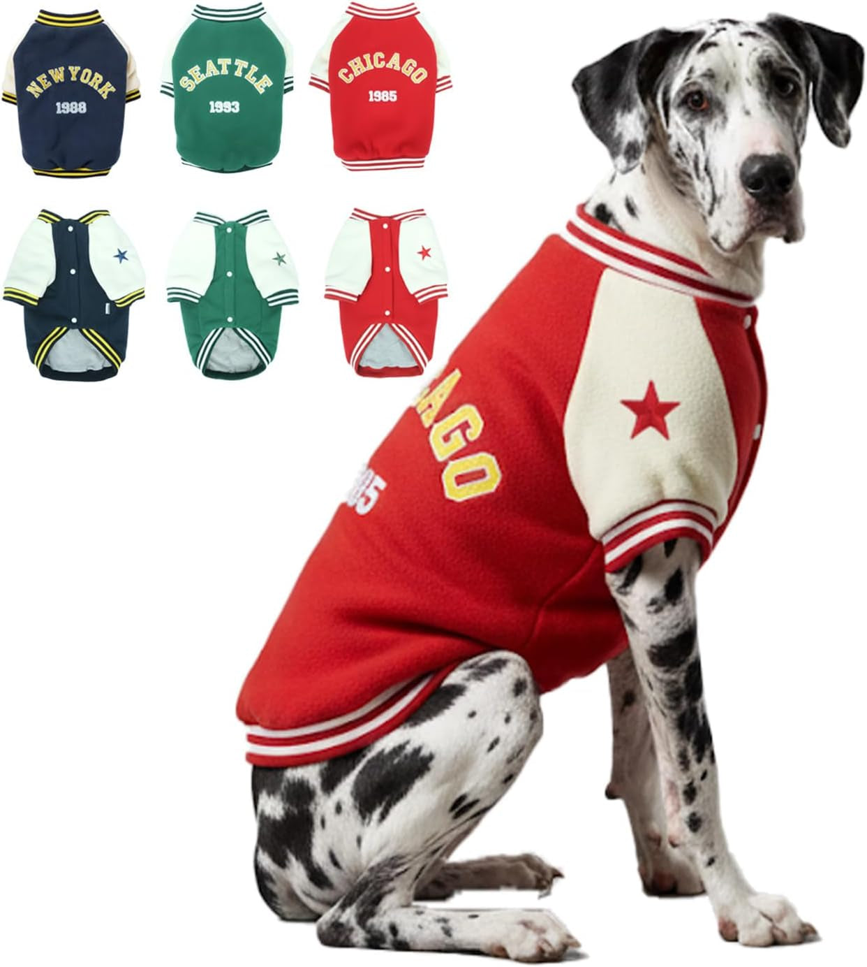 Warm Dog Varsity Jacket Heavyweight Fleece Pet Coat Small-4XL