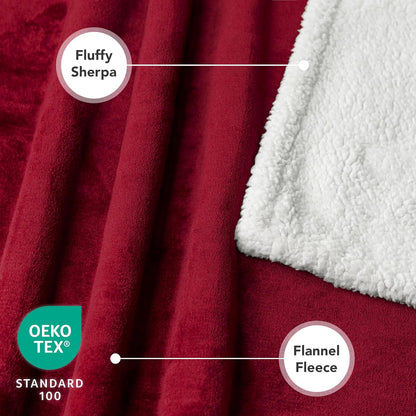 Dog Blanket Small Medium Pet Cat Puppy Kitten, 40X29 Mini, Dark Red | 460 GSM, Soft Sherpa Fleece Throw, Reversible Plush Couch Cover Protector Crate Carrier Sofa Bed Car Seat, Machine Washable