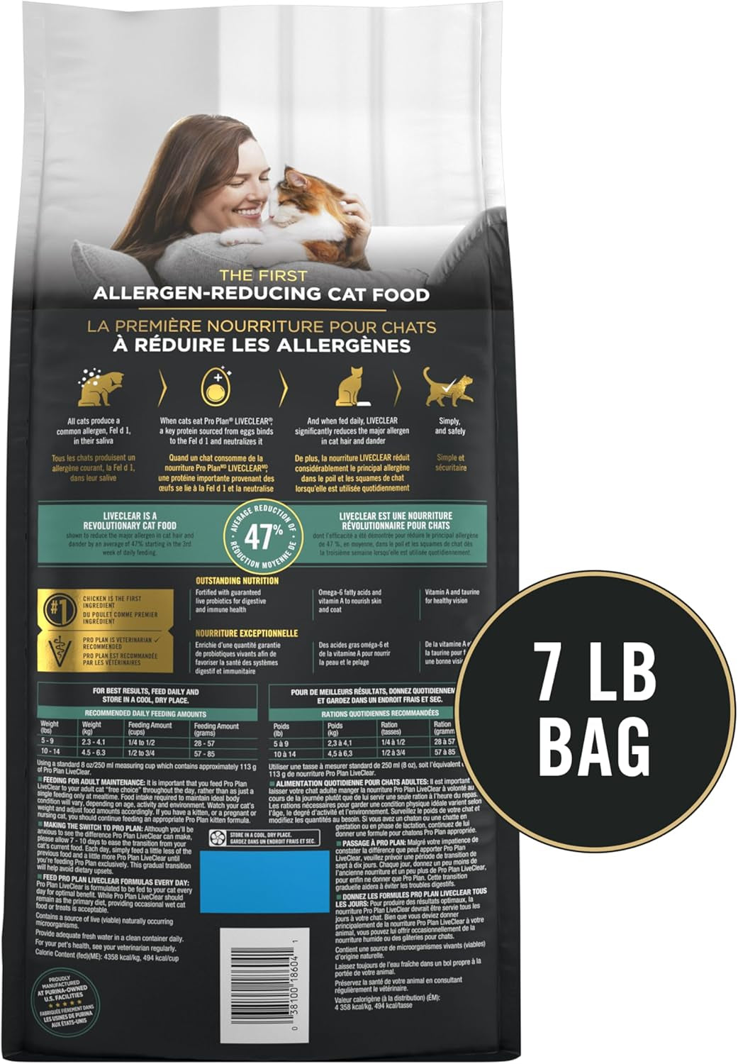 Purina Pro Plan Liveclear Chicken Dry Cat Food - 7 lb, Allergen Reducing Formula for Happy, Healthy Cats