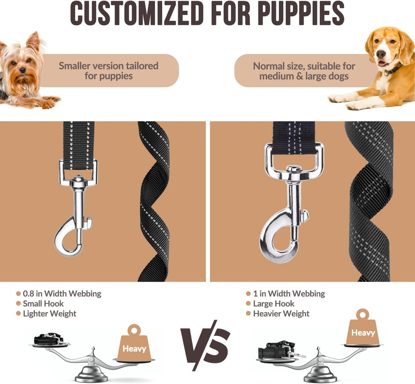 Dog Seat Belt for Car, 2 Pack Dog Car Harness Seatbelt with Bungee | 2 in 1 Pet Car Leash Headrest Restraint & Dog Safety Tether Clip, Adjustable with Elastic Buffer, Reflective, Black S
