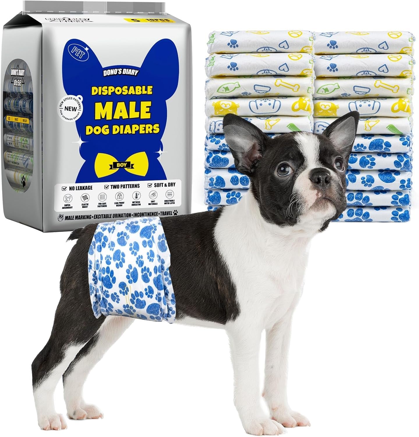 Male Dog Diapers Disposable Belly Bands | Leakproof Wraps 60 Count