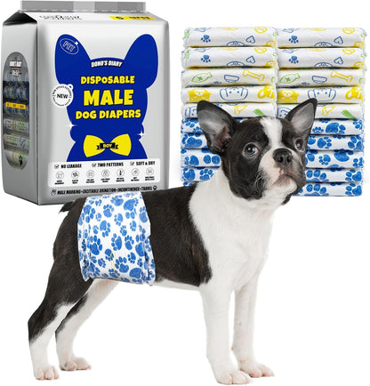 Male Dog Diapers Disposable Belly Bands | Leakproof Wraps 60 Count