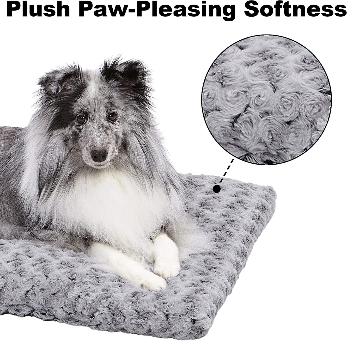 Intermediate Quiettime Deluxe Gray Ombré Swirl Plush Pet Bed, Machine Washable, Non-Skid Bottom, Soft Crate Mat for 36-Inch Crates