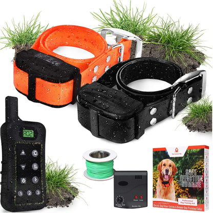 Wireless Dog Fence System Electric Collar Remote Underground 2 Dogs