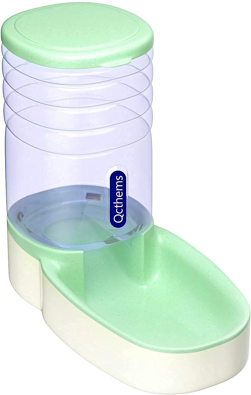 Automatic Pet Feeder Dispenser Automatic Cat Feeder Gravity Dog Feeder 1 Gallon Double Bowl Design, Suitable for Small and Medium-Sized Dogs and Cats (Green- Feeder)