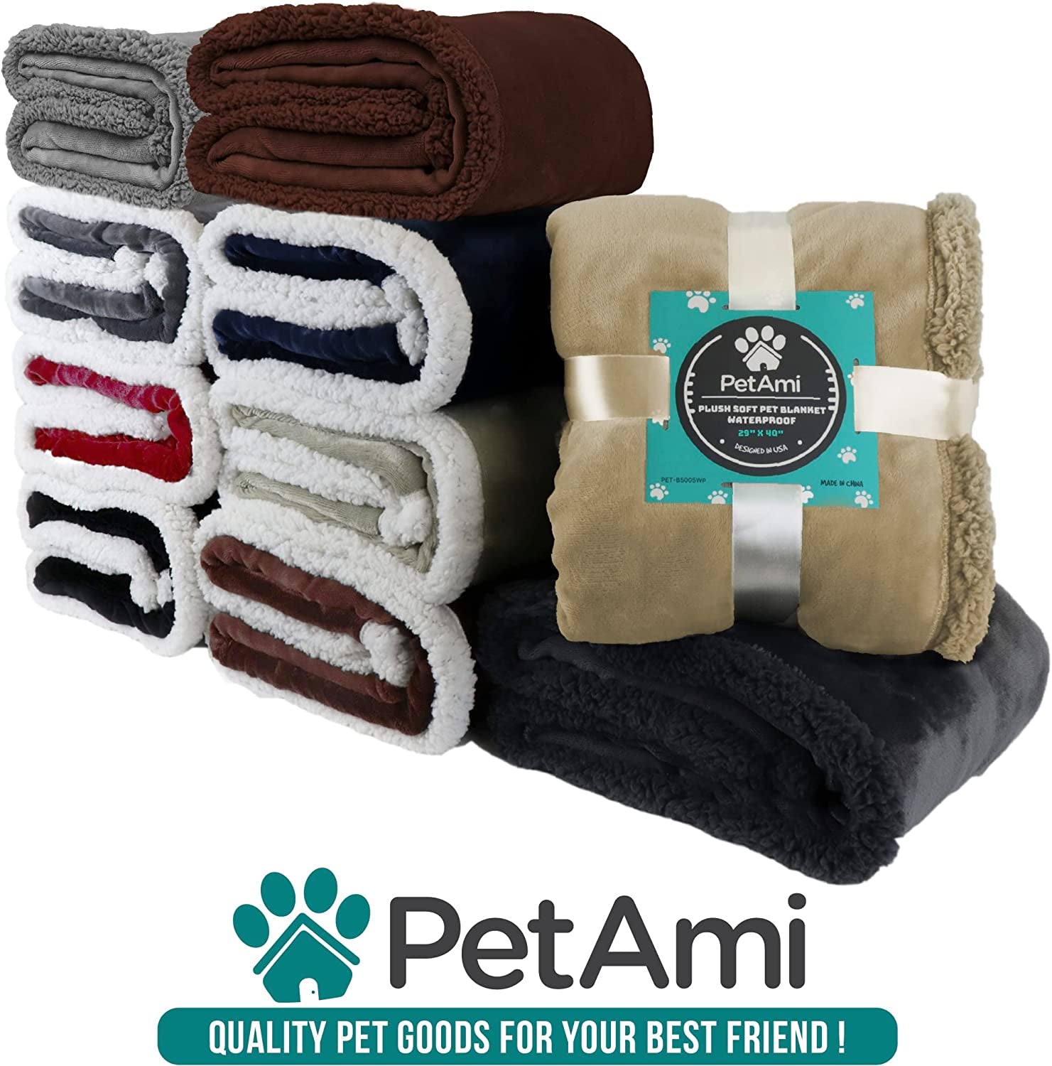 Dog Blanket Small Medium Pet Cat Puppy Kitten, 40X29 Mini, Dark Red | 460 GSM, Soft Sherpa Fleece Throw, Reversible Plush Couch Cover Protector Crate Carrier Sofa Bed Car Seat, Machine Washable