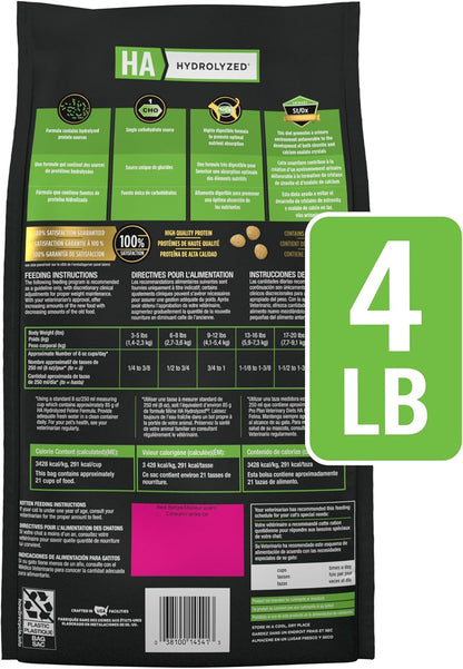 Purina  HA Hydrolyzed Dry Cat Food - 4 lb Bag for Sensitive Stomachs