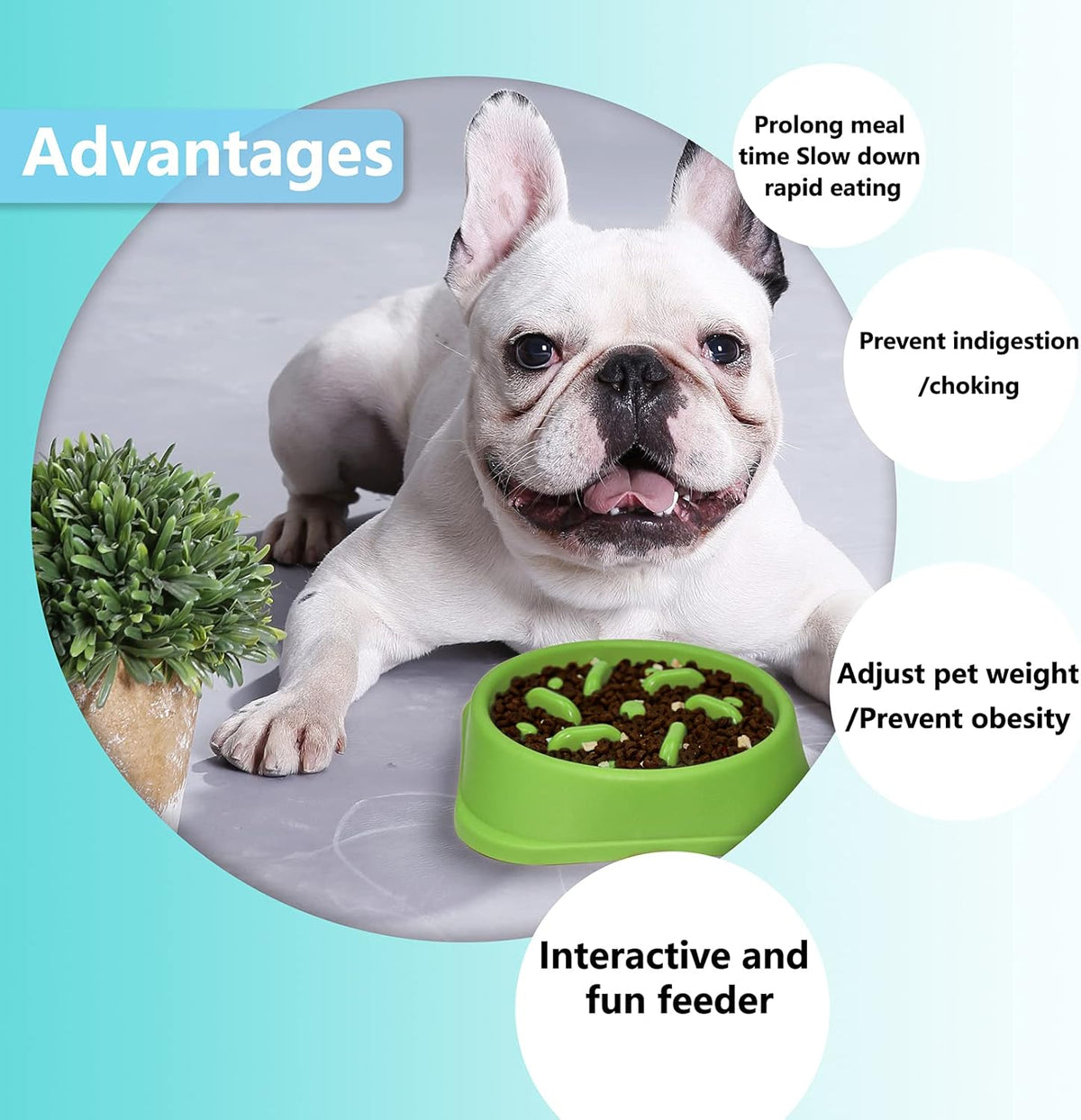 Dog Slow Feeder, Dogs Fun Slower Eating Bowl, Non-Slip Puzzle Bowls, Pet Preventing Choking Food Feeder, Anti-Gulping Healthy Stop Dog Bowl for Faster Eaters