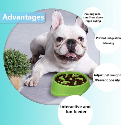 Dog Slow Feeder, Dogs Fun Slower Eating Bowl, Non-Slip Puzzle Bowls, Pet Preventing Choking Food Feeder, Anti-Gulping Healthy Stop Dog Bowl for Faster Eaters