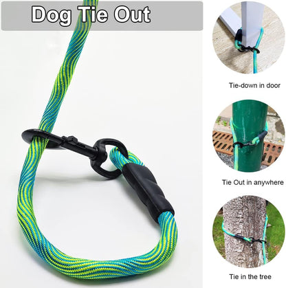 8/12/20/30/50/75Ft Dog Tie-Out Long Tether Rope Dog Lead for Yard | Large Medium Dogs Outdoor Yard Leash- Training, Playing, Camping, Backyard (Green, 50 Foot)