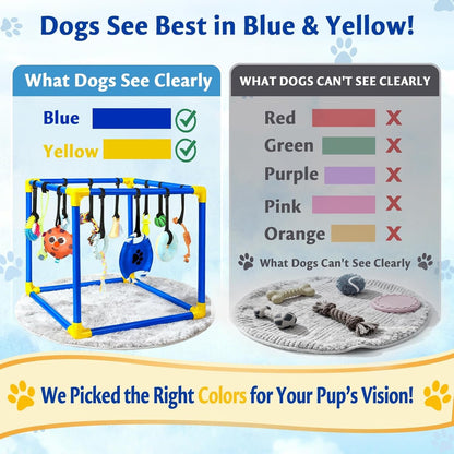 Interactive Puppy Play Gym with 16 Toys Dog Enrichment Activity Center