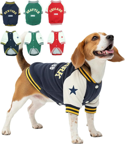 Warm Dog Varsity Jacket Heavyweight Fleece Pet Coat Small-4XL