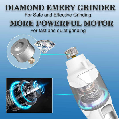 Pet Nail Grinder with LED Light & 2 Grinding Heads, 2-Speed Low Noise | More Powerful Dog Nail Grinder, Pet Nail Trimmer File, Painless Paw Claw Care, Quiet Toenail Grooming Tool for L/M/S Dog Cat