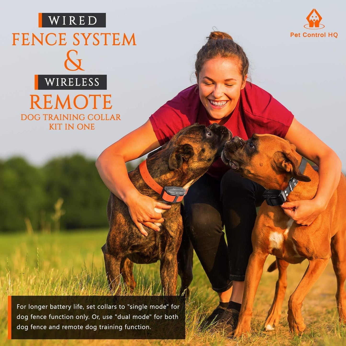 Wireless Dog Fence System Electric Collar Remote Underground 2 Dogs