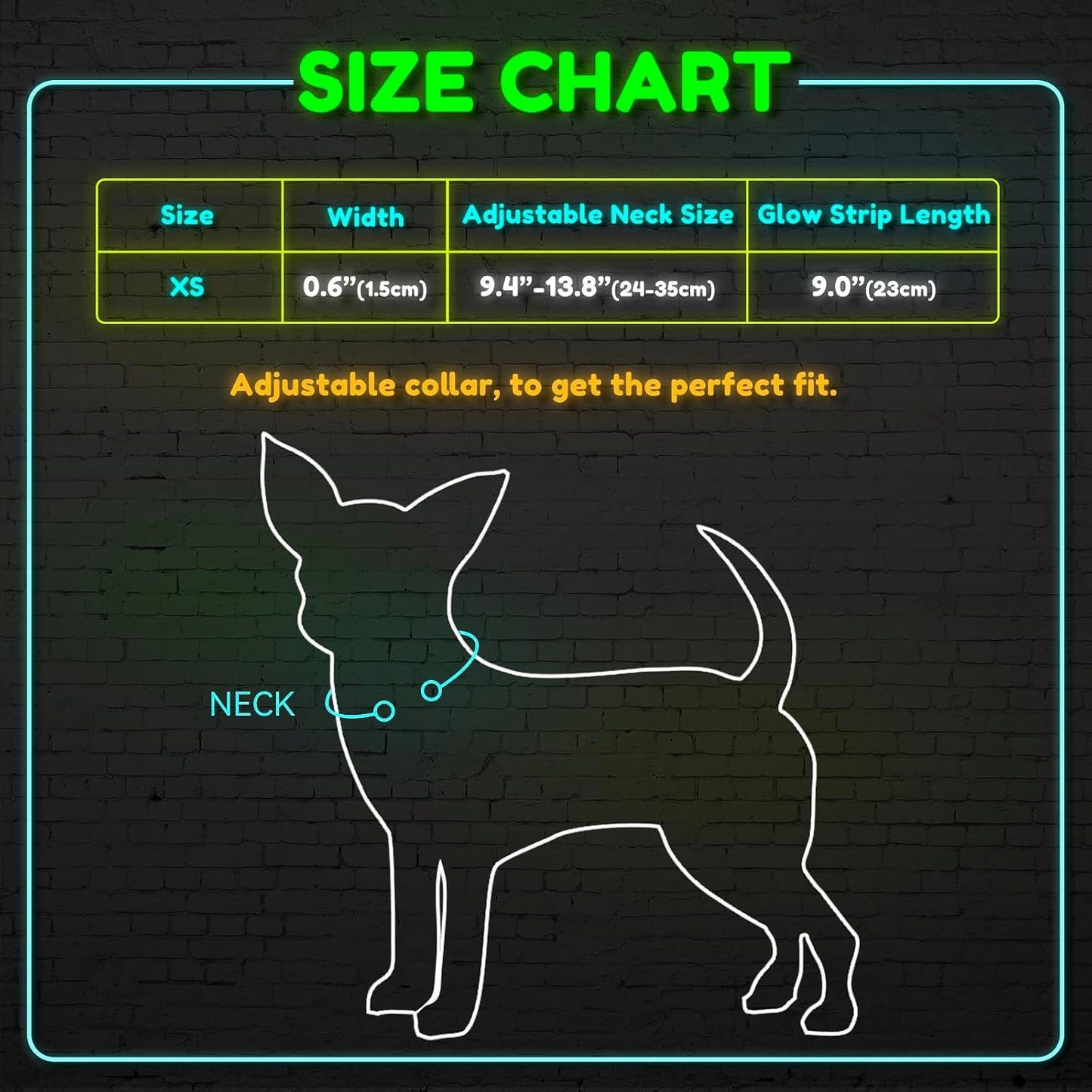 Adjustable LED Dog & Cat Collar - Rechargeable, Small Breeds, Green, 8.5-11.8 Inches, Nylon, Lightweight, Reflective, 2 Flash Modes | Glow in the Dark Rechargeable Reflective Adjustable Flashing Illuminous Safety Dog Lights for Night Walking