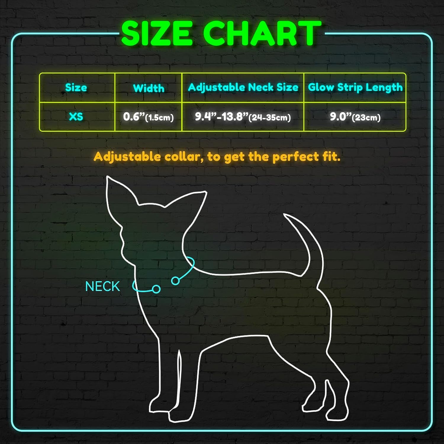 Adjustable LED Dog & Cat Collar - Rechargeable, Small Breeds, Green, 8.5-11.8 Inches, Nylon, Lightweight, Reflective, 2 Flash Modes | Glow in the Dark Rechargeable Reflective Adjustable Flashing Illuminous Safety Dog Lights for Night Walking