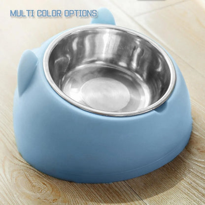 Pet Feeder Raised Cat Bowl Food Feeder Neck Protective Bowl Dog Kitten Food Dish Pet Supplies anti Slip Metal Blue