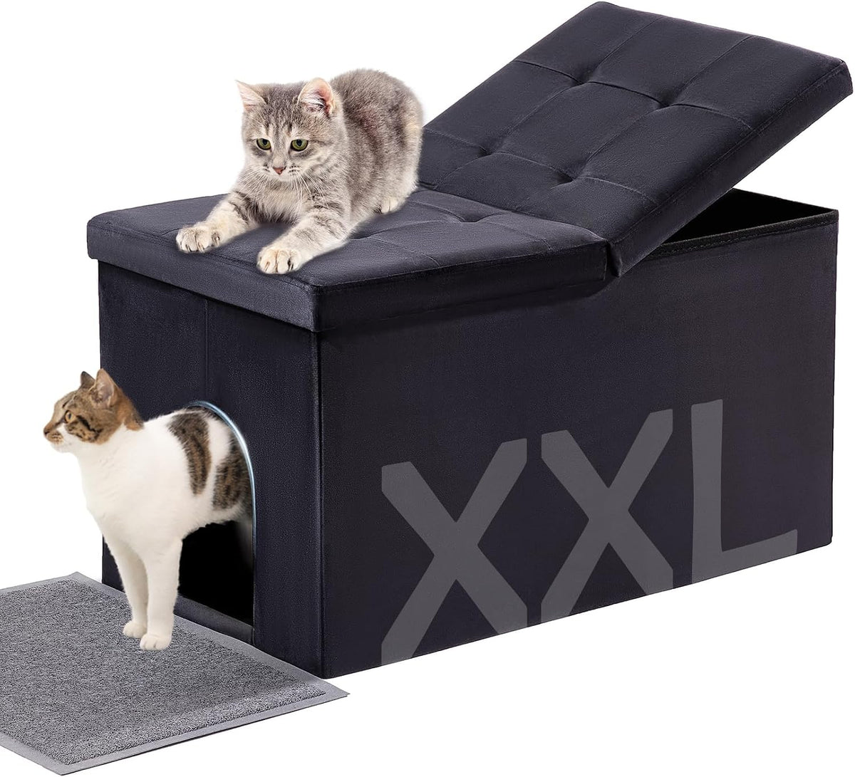 Stylish XXL Velvet Cat Litter Box Enclosure with Lift-Top Design