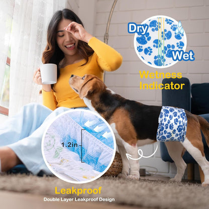 Male Dog Diapers Disposable Belly Bands | Leakproof Wraps 60 Count