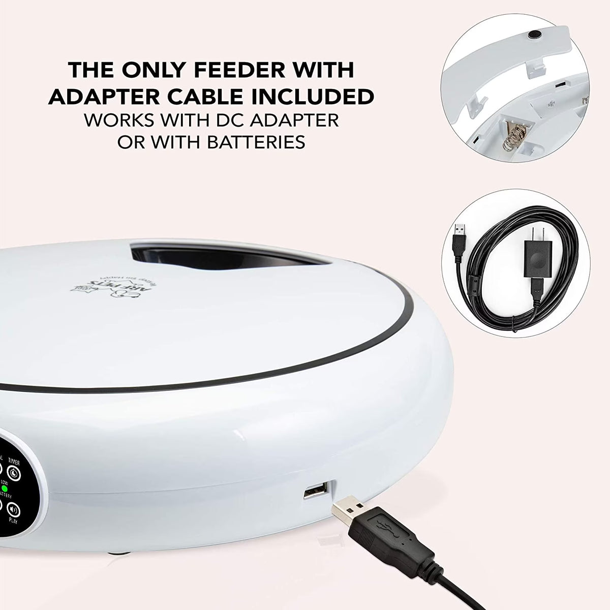 Automatic Pet Feeder 5 Cup Capacity with Programmable Timer, Portion Control, Dishwasher-Safe Tray for Small Dogs & Cats