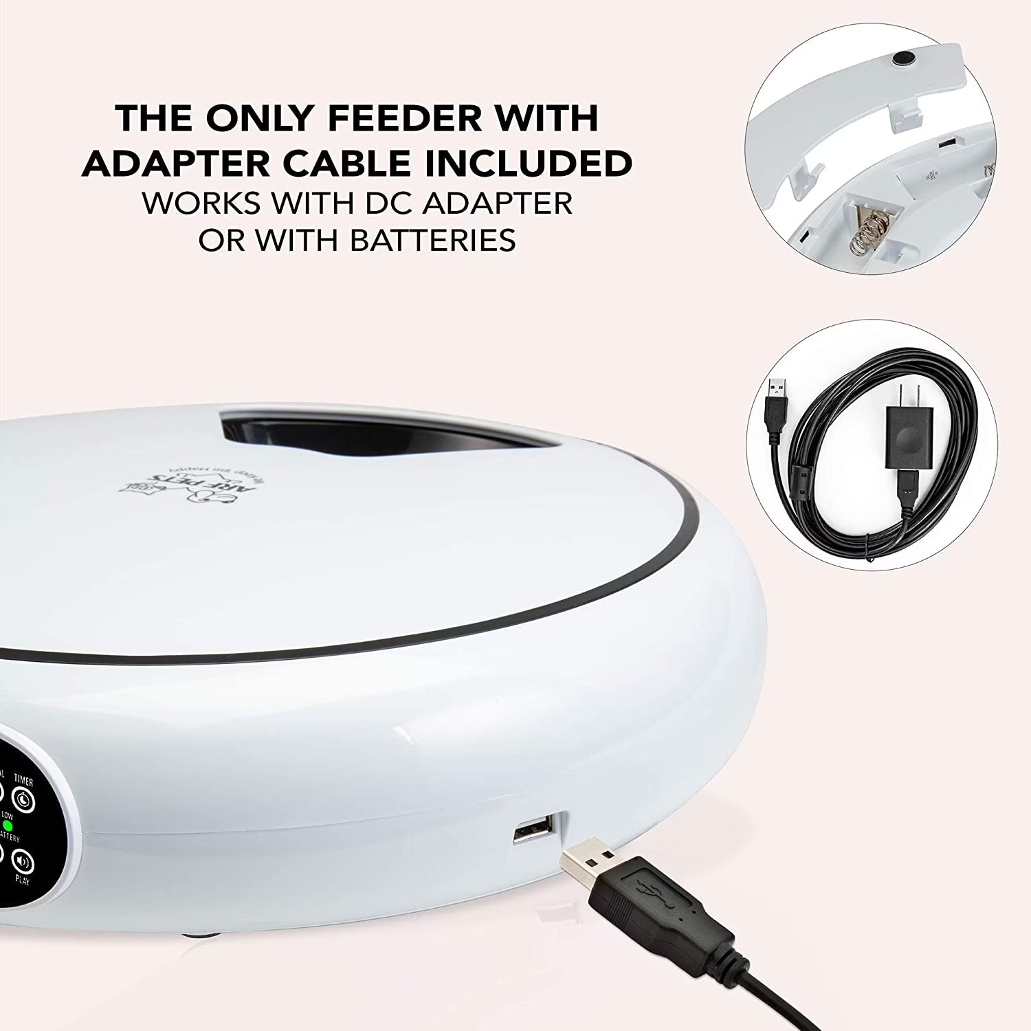 Automatic Pet Feeder 5 Cup Capacity with Programmable Timer, Portion Control, Dishwasher-Safe Tray for Small Dogs & Cats