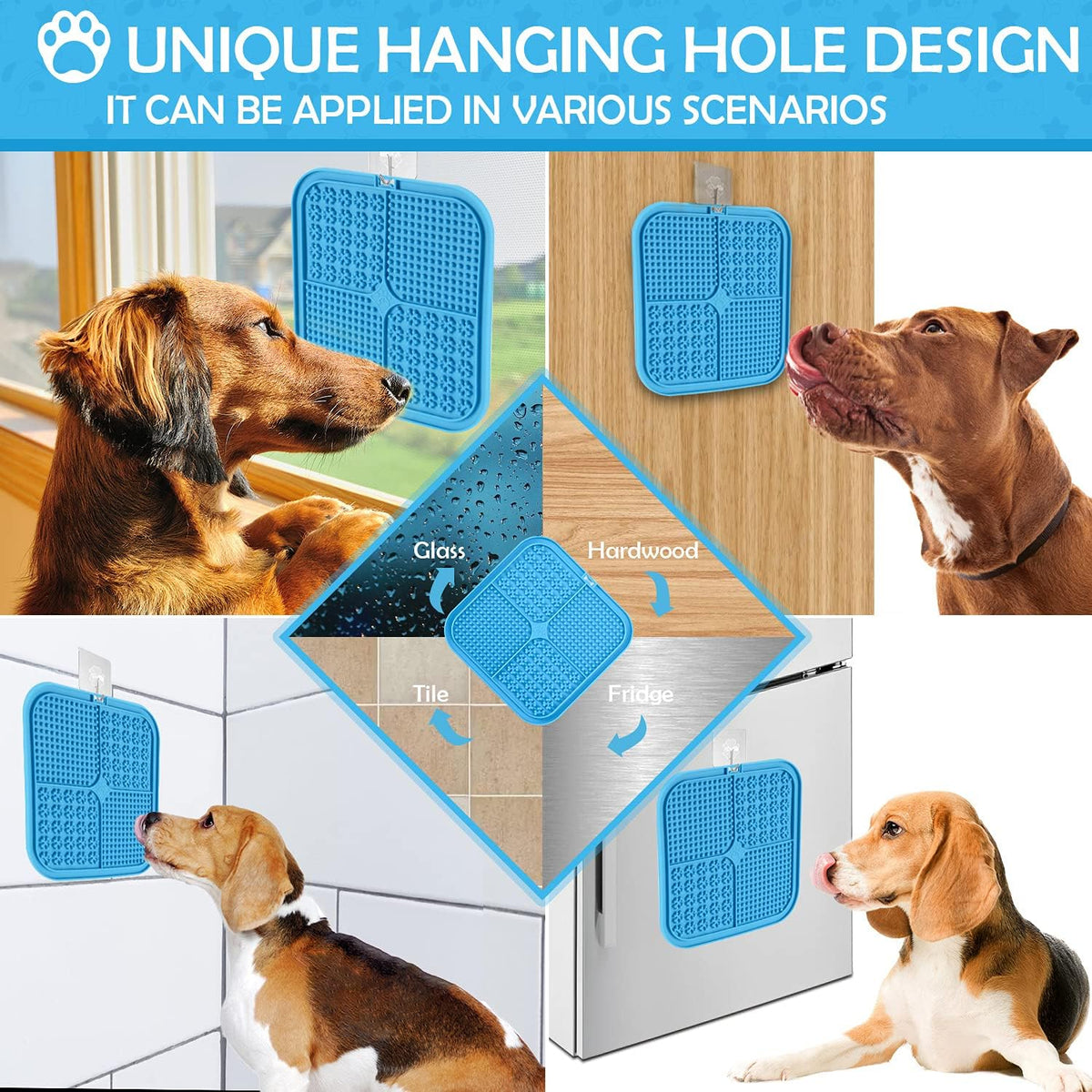Dog Lick Pad丨Boredom & Anxiety Reduction丨Feeder Mat for Yogurt or Peanut Butter丨Dog Puzzle Toy Alternative to a Slow Feeder Dog Bowl丨Interactive Dog Toy Help Pets for Nail Trimming丨Bathing