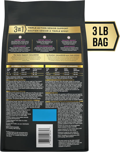 Purina Pro Plan Advantedge Senior Support Dry Cat Food with Chicken - 3 lb Bag for Optimal Health