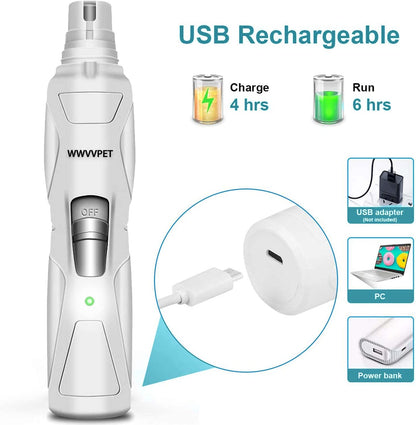 Pet Nail Grinder with LED Light & 2 Grinding Heads, 2-Speed Low Noise | More Powerful Dog Nail Grinder, Pet Nail Trimmer File, Painless Paw Claw Care, Quiet Toenail Grooming Tool for L/M/S Dog Cat