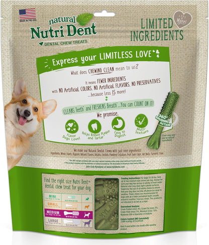 Nutri Dent Dog Dental Treats - Natural Dog Teeth Cleaning & Breath Freshener - Dental Treats for Dogs - Fresh Breath Flavor, Medium (40 Count) | for Medium Dogs 15-30 Lbs, Natural Dog Dental Chews, Helps Clean Teeth & Freshen Breath, Usa-Made, Vet Recommended