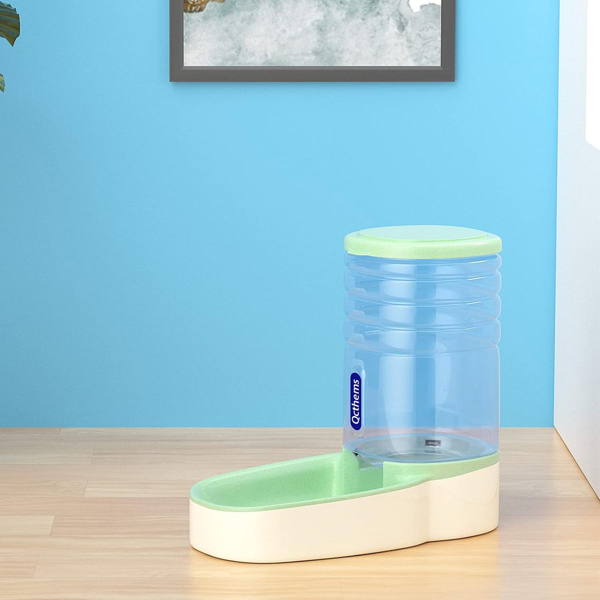 Automatic Pet Feeder Dispenser Automatic Cat Feeder Gravity Dog Feeder 1 Gallon Double Bowl Design, Suitable for Small and Medium-Sized Dogs and Cats (Green- Feeder)