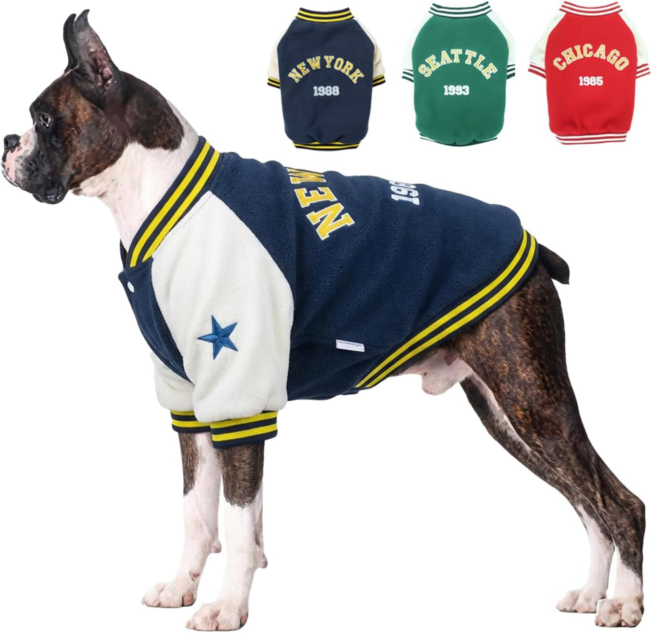Warm Dog Varsity Jacket Heavyweight Fleece Pet Coat Small-4XL