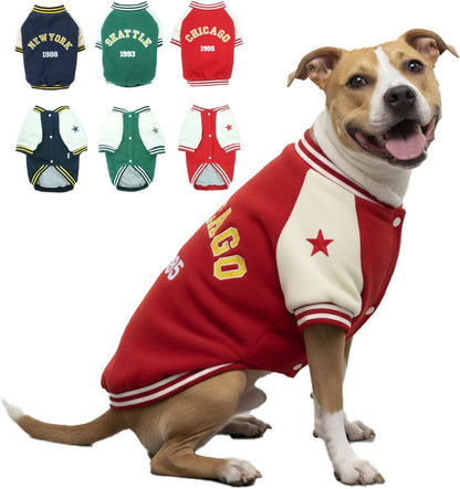 Warm Dog Varsity Jacket Heavyweight Fleece Pet Coat Small-4XL