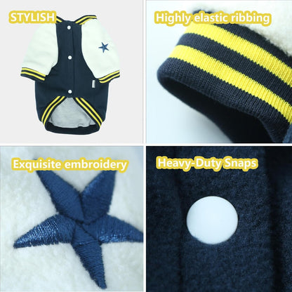 Warm Dog Varsity Jacket Heavyweight Fleece Pet Coat Small-4XL