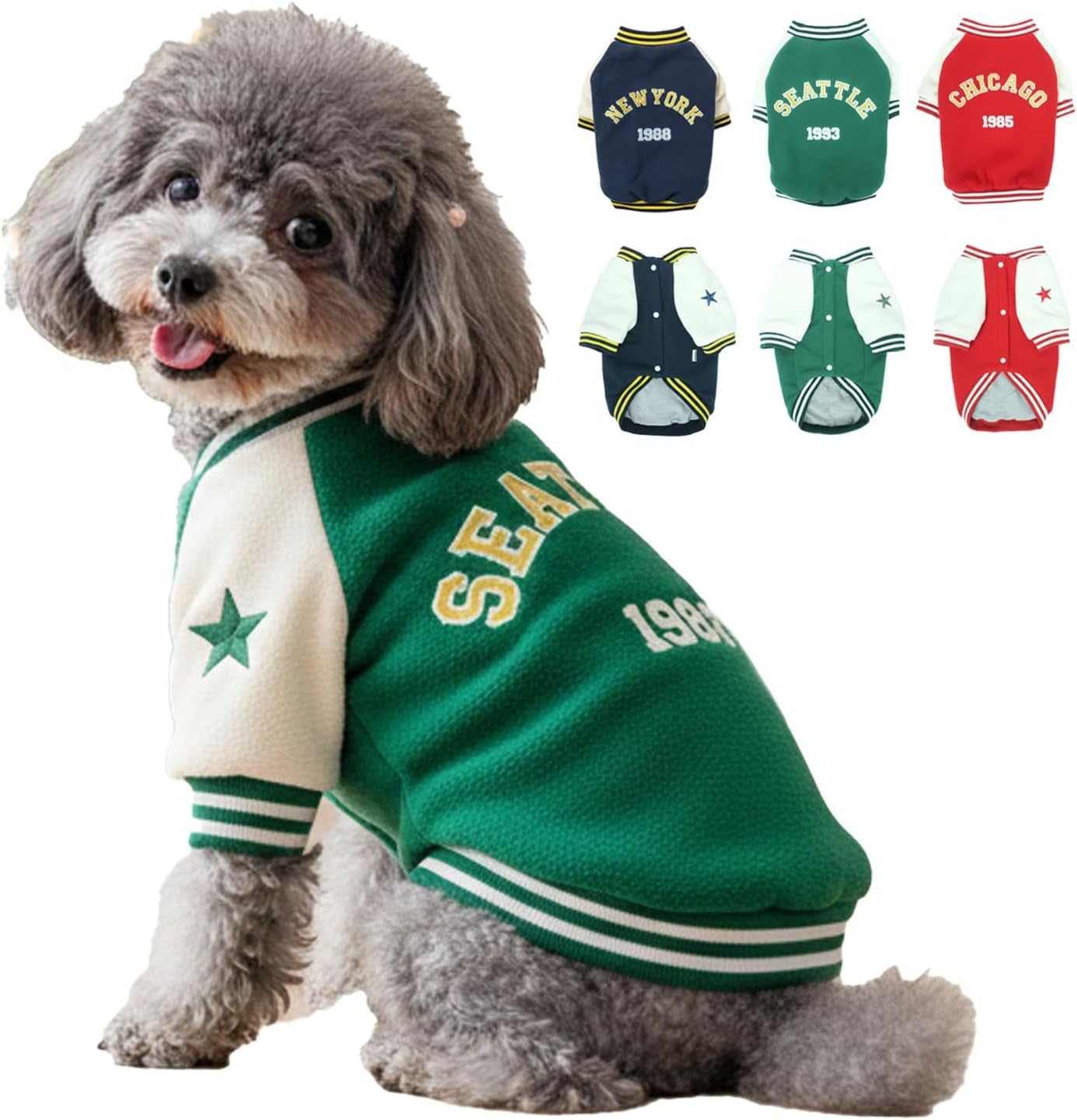 Warm Dog Varsity Jacket Heavyweight Fleece Pet Coat Small-4XL