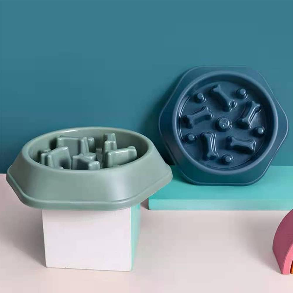 Cenkinfo Slow Feeder Dog Cat Bowl, Durable Non Skid Pet Bowl Preventing Choking Healthy Design Bowls for Medium/Small Dogs Cats,Blue