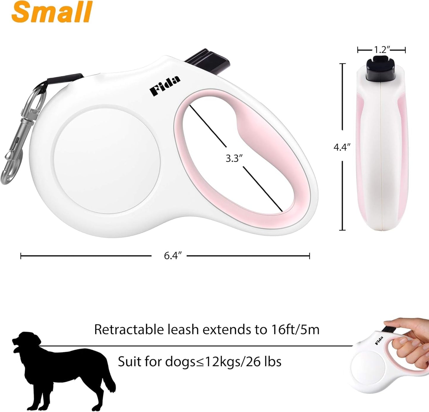 Retractable Dog Leash 16ft For Small Dogs Reflective Anti Slip Handle Bags