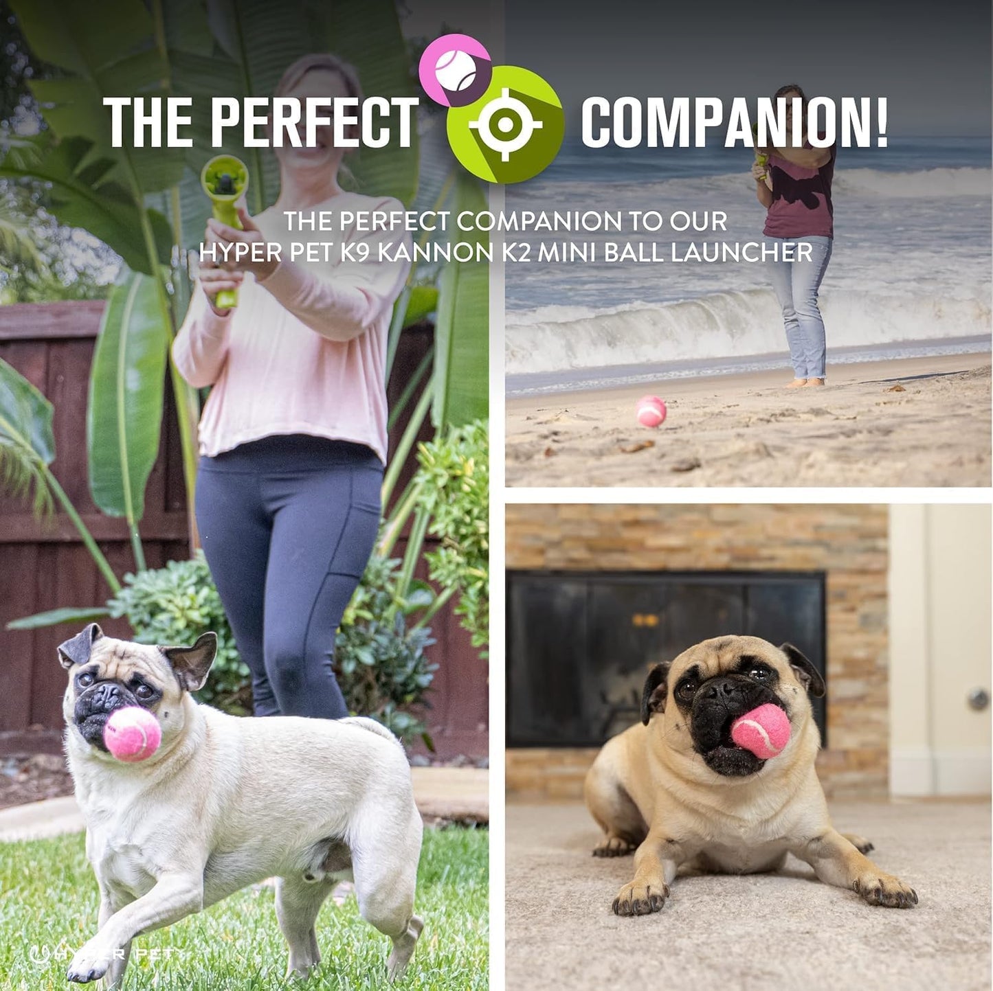 Mini Extra Small Tennis Balls for Dogs, 1.75 Inch, 4 Pack, Pink | Safe Interactive Playthings for Exercise and Training, Works with the K9 Kannon Launcher, Keeps Little Pups Active Daily