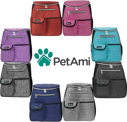 Dog Travel Backpack 27L Airline Approved Pet Supplies Bag, Teal Blue | Cat Traveling Suitcase Organizer for Weekend Road Trip Camping; 2 Food Containers, 2 Collapsible Bowls & Poop Bag Dispenser